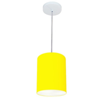 Pendente Cilíndrico Md-4012 Cúpula em Tecido 18x25cm Amarelo - Bivolt