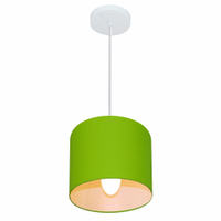 Pendente Cilíndrico Md-4046 Cúpula em Tecido 18x18cm Verde Limão - Bivolt