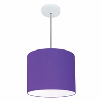 Pendente Cilíndrico Md-4054 Cúpula em Tecido 30x21cm Roxo - Bivolt