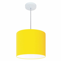 Pendente Cilíndrico Md-4054 Cúpula em Tecido 30x21cm Amarelo - Bivolt