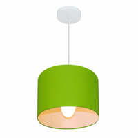 Pendente Cilíndrico Md-4054 Cúpula em Tecido 30x21cm Verde Limão - Bivolt