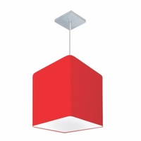Pendente Quadrado Md-4051 Cúpula em Tecido 31/25x25cm Vermelho - Bivolt