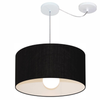 Pendente Cilíndrico Com Desvio Md-4230 Cúpula em Tecido 50x25cm Preto - Bivolt
