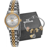 Kit Relógio Seculus Feminino Long Life com Pulseira 44052LPSVBA2K1