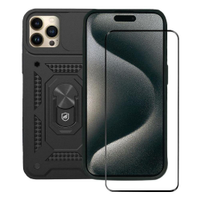 Kit Capa case capinha Dinamic Cam Protection e Pelicula Ultra Glass Preta para iPhone 15 P