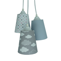 Lustre Pendente Infantil Nuvens Cinza e Rosa