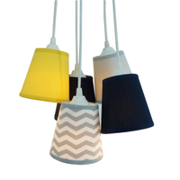 Lustre Pendente Bebê Chevron Cinza, Amarelo e Azul Marinho