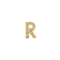 Brinco Único Letra R em Ouro Amarelo 18k com Diamantes