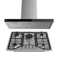 Kit Inox Cooktop A Gás 5 Bocas E Coifa De Ilha 90cm Oster 220V - 220V