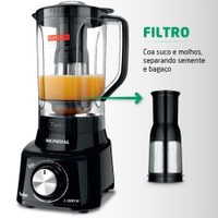 Liquidificador Mondial Turbo Full Black L900FB Preto 900W com 5 Velocidades - 220V