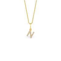 Pingente Letra N em Ouro Amarelo 18k com Diamantes