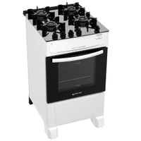 Fogão 4 Bocas a Gás Atlas Mônaco Top Glass Mesa de Vidro e Acendimento Automático Branco Bivolt - Bivolt