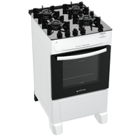 Fogão 4 Bocas a Gás Atlas Mônaco Top Glass Mesa de Vidro e Acendimento Automático Branco Bivolt - Bivolt