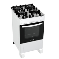 Fogão 4 Bocas a Gás Atlas Mônaco Top Glass Mesa de Vidro e Acendimento Automático Branco Bivolt - Bivolt