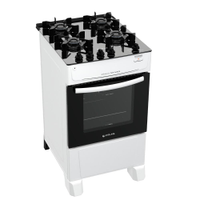Fogão 4 Bocas a Gás Atlas Mônaco Top Glass Mesa de Vidro e Acendimento Automático Branco Bivolt - Bivolt