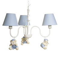 Lustre 3L Simples Com 3 Ursinhos De Boné Quarto Bebê Infantil