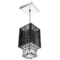 Pendente de Cupula Quadrado ClearFio Cristal Acrílico Preto
