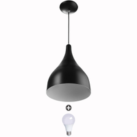 Lustre Pendente Gota Pequena Alumínio 21cm Preto + Lampadas
