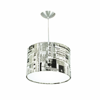 Lustre Cúpula Pendente Dome Estampado Jornal