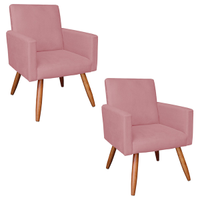 Kit 02 Poltronas Nina Suede Rose Pés Palito Castanho D'Rossi