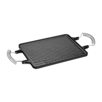 Chapa Reta Ferro Fundido Dupla Face Alça Espiral 28cm X 23cm