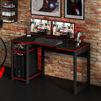 Mesa Gamer Multimoveis CR25049 Preta/Vermelha