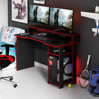 Mesa Gamer Multimoveis CR25050 Preta/Vermelha