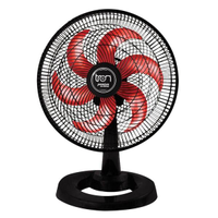 Ventilador Mesa Lorena Preto Oscilante 127V Pás Vermelha