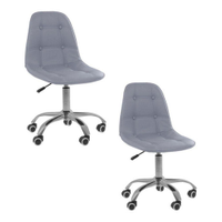 Kit 02 Cadeiras Office Eiffel Botonê Ajustável Base Giratória - Cinza