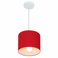 Pendente Cilíndrico Md-4046 Cúpula em Tecido 18x18cm Bordô - Bivolt