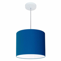 Pendente Cilíndrico Md-4143 Cúpula em Tecido 35x25cm Azul Marinho - Bivolt