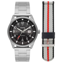 Relogio Orient Masculino SOLAR prata preto troca pulseira MBSS1451 P2SX