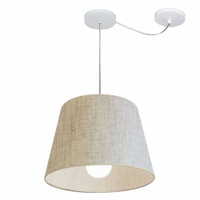 Pendente Cone Com Desvio Md-4274 Cúpula Tecido 30/30x40cm Rústico Bege - Bivolt