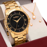 Kit Relógio Condor Feminino com Colar e brincos COPC21JJJ/K4P