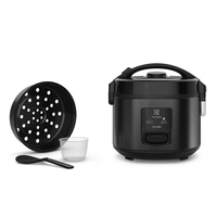 Panela de Arroz Elétrica Electrolux ERC10 Efficient 2 em 1 Visor Glass por Rita Lobo 7 Xícaras - Preto/Inox - 110V