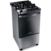 Fogão Brastemp 4 Bocas Inox com mesa de vidro, dupla chama e grill elétrico - BFO4VBR - 110V