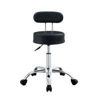 Cadeira Mocho com Encosto Conthey PU Base Giratória Cromada Altura Ajustável - Preta