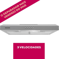 Depurador E Exaustor De Ar Suggar Slim 60cm 3 Velocidades Inox - Depurador de Ar Slim Suggar 60cm Inox