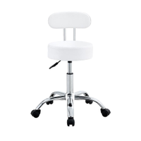 Cadeira Mocho com Encosto Conthey PU Base Giratória Cromada Altura Ajustável - Branca