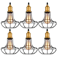 Kit 6 Pendente De Aço Taschibra 40w Vintage 185 Preto Lustre