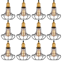 Kit 12 Pendente Aço Taschibra 40w Vintage 185 Preto Lustre