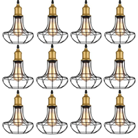 Kit 12 Pendente Aço Taschibra 40w Vintage 185 Preto Lustre