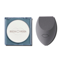 Kit boca rosa esponja e pó translúcido cocada