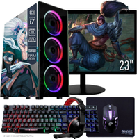Computador Gamer Completo TOB Intel Core i7 SSD 240GB 8GB Teclado Mouse Mouse Pad e Headset Gamer Monitor 23" Windows 10 Pro Trial