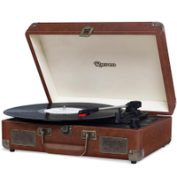 Vitrola Raveo Sonetto Vintage Brown Toca Discos Bluetooth USB que reproduz e grava Bivolt