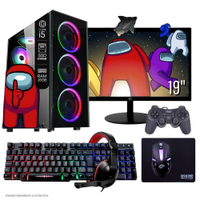 Computador PC Gamer Completo TOB Intel Core i5 SSD 240GB 16GB Teclado Mouse Mouse Pad e Headset Gamer Joystick Monitor 19" Windows 10 Pro Trial