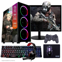 Computador PC Gamer Completo TOB Intel Core i5 SSD 480GB 16GB Teclado Mouse Mouse Pad e Headset Gamer Joystick Monitor 19" Windows 10 Pro Trial