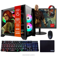 COMPUTADOR PC GAMER COMPLETO TOB INTEL CORE I5 SSD 240GB 16GB GABINETE AQUÁRIO TECLADO MOUSE MOUSE PAD E HEADSET GAMER MONITOR 23"