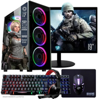 Computador PC Gamer Completo TOB Intel Core i7 SSD 240GB 8GB Teclado Mouse Mouse Pad e Headset Gamer Monitor 19 Windows 10 Pro Trial