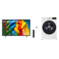 LG Lava e Seca VC5 12kg Branca com Inteligência Artificial - 127v + Smart TV QNED AI 4K QNED70 43 - CV3012W1.43QNED7